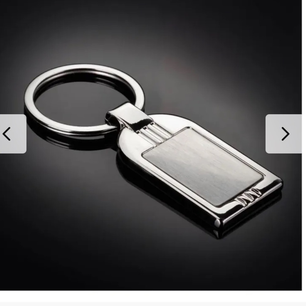 Set of 25 New black gunmetal blank, engravable, rectangular metal keychains,